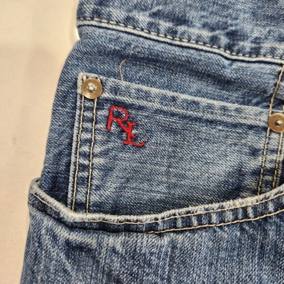 Vintage Polo Ralph Lauren Jeans Mens 46x32 Blue Big Medium Wash Straight Leg - Picture 15 of 16